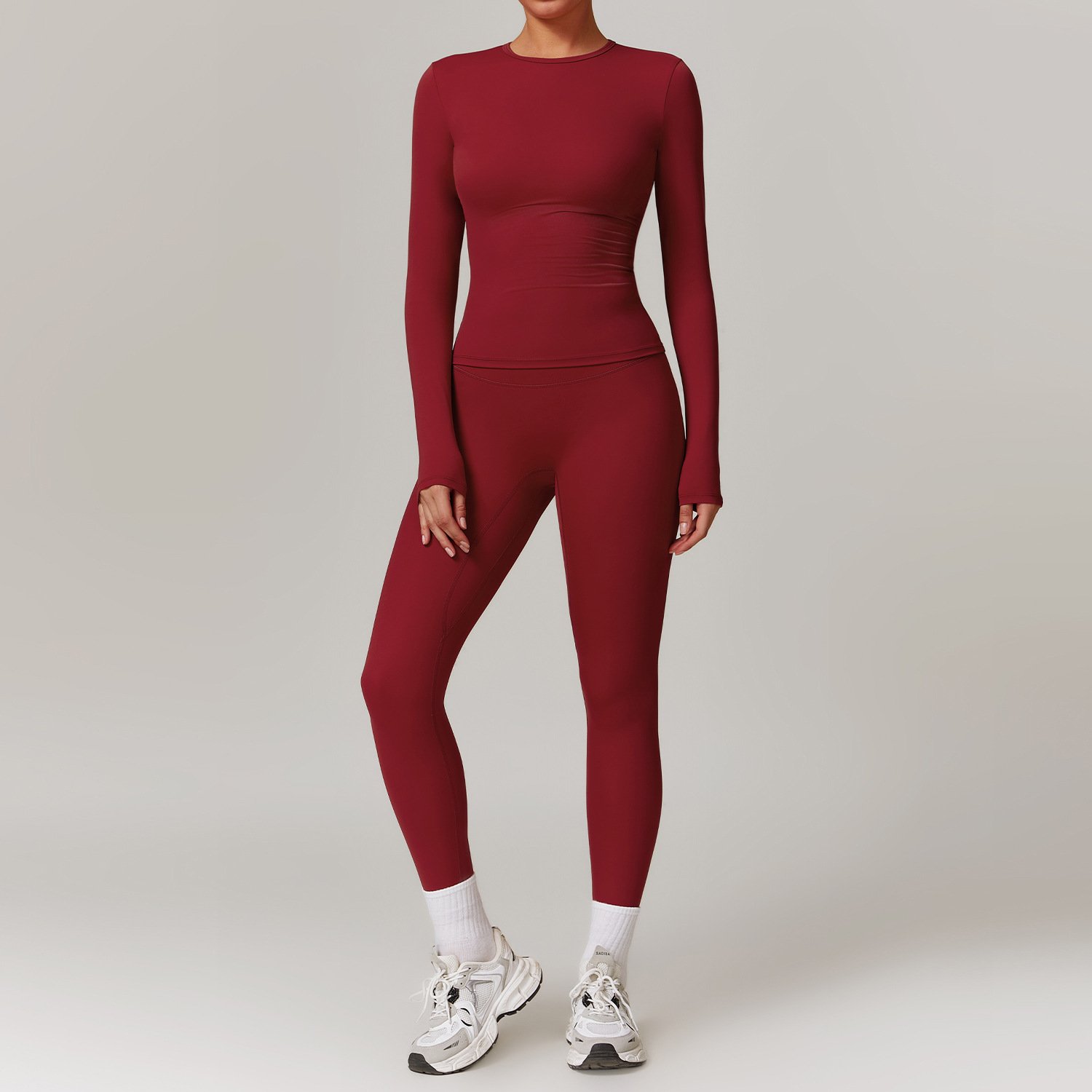 Ropa deportiva de secado rápido, chándal de manga larga, top deportivo, leggins de cintura alta. - Image 8