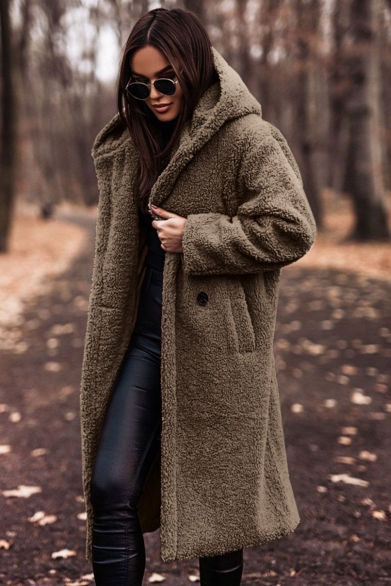 Abrigo largo elegante de moda para otoño e invierno, abrigo cálido de felpa de imitación de lana, chaqueta de peluche. - Image 10