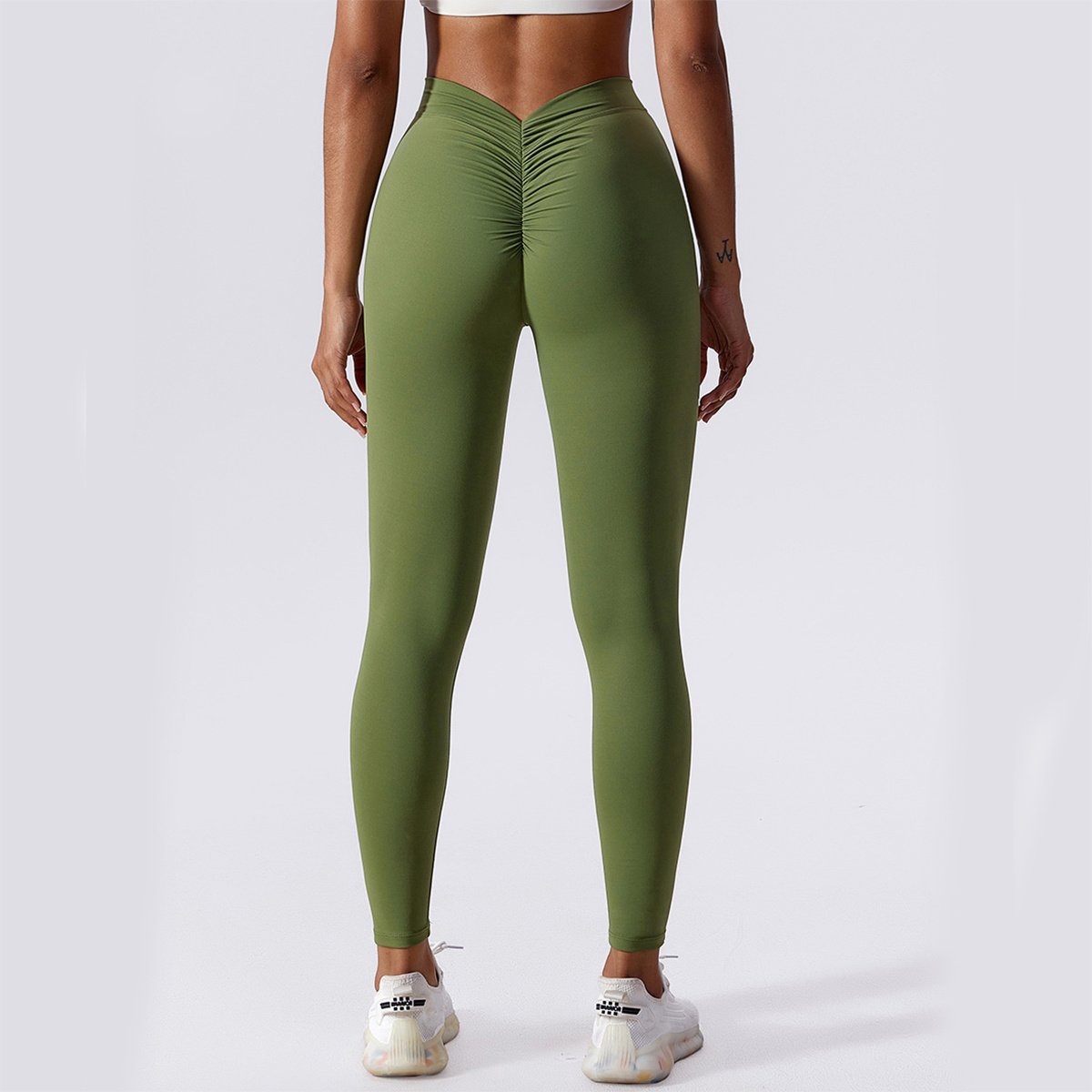 Pantalones de yoga ajustados y transpirables de secado rápido para mujer, mallas de realce de cadera en color melocotón. - Image 4