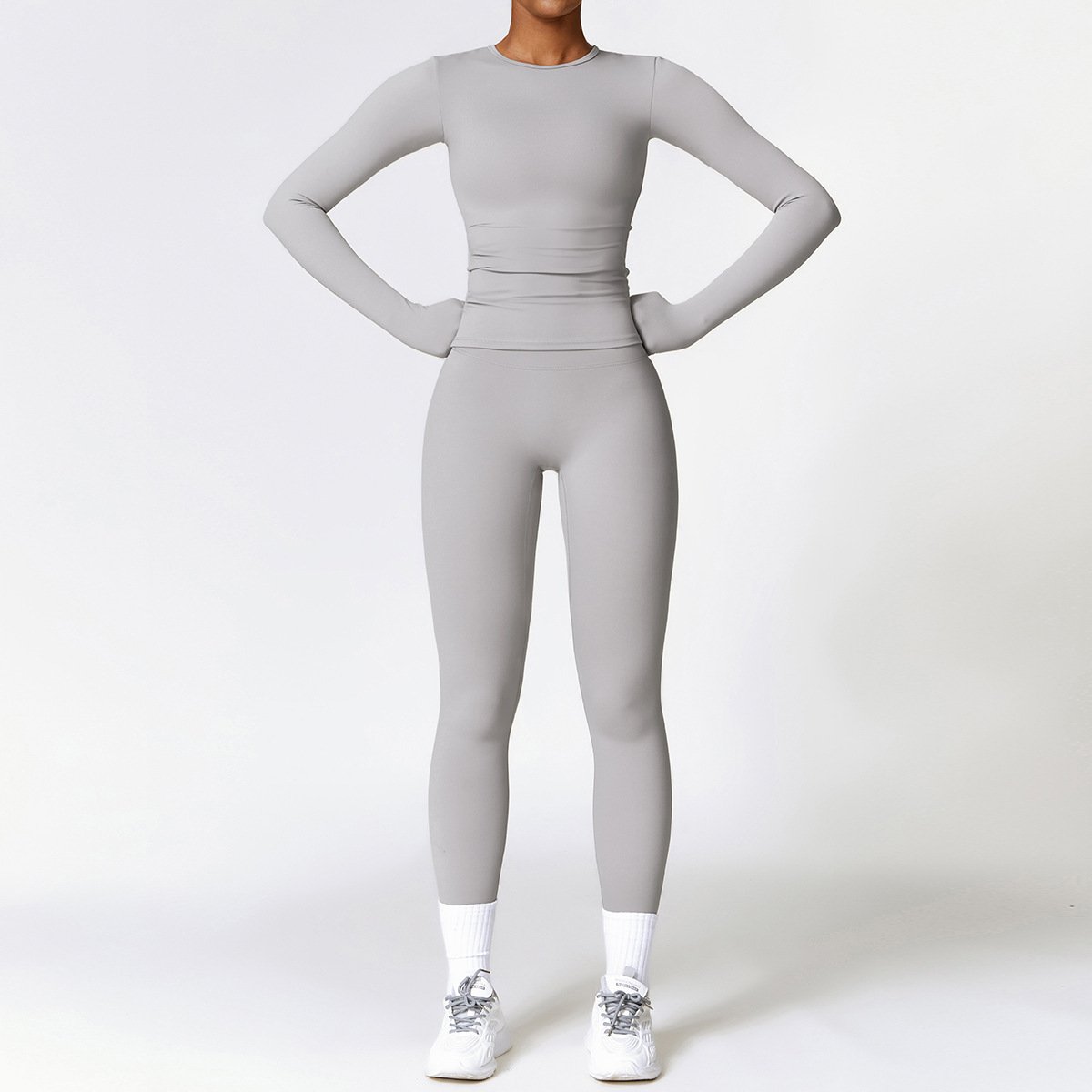 Ropa deportiva de secado rápido, chándal de manga larga, top deportivo, leggins de cintura alta. - Image 6