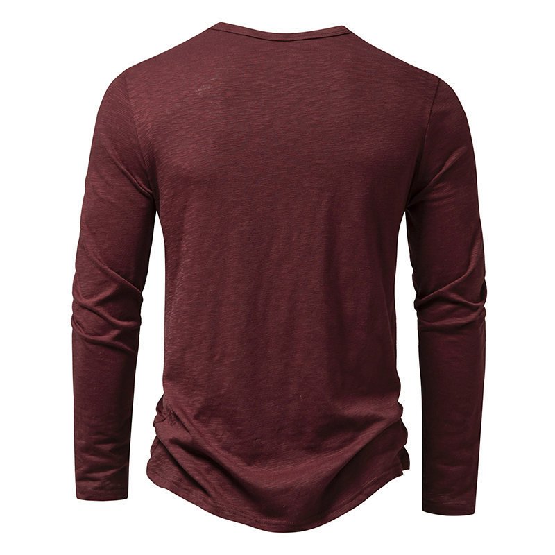 Camiseta de manga larga para hombre, estilo informal, de color liso, con botones, para otoño y primavera - Image 8