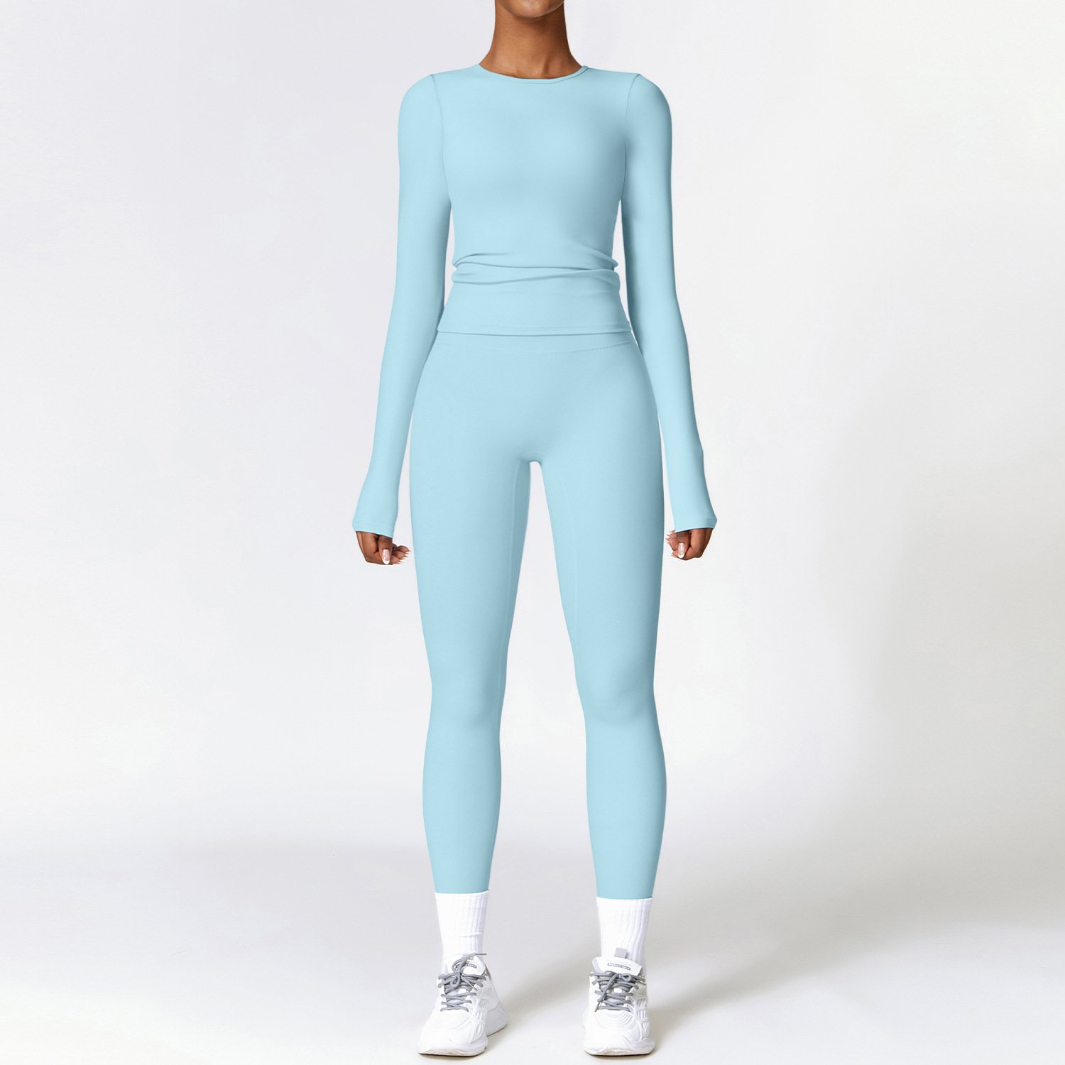 Ropa deportiva de secado rápido, chándal de manga larga, top deportivo, leggins de cintura alta. - Image 5