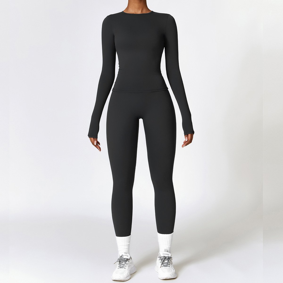Ropa deportiva de secado rápido, chándal de manga larga, top deportivo, leggins de cintura alta. - Image 4