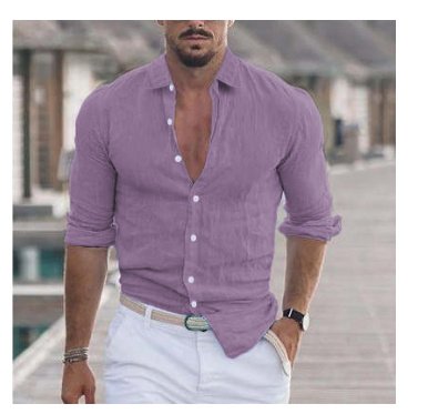 Camisa de manga larga para hombre con botones, informal, de color liso, para primavera y otoño. - Image 3