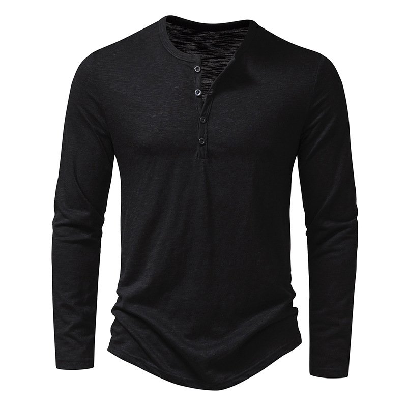 Camiseta de manga larga para hombre, estilo informal, de color liso, con botones, para otoño y primavera - Image 10