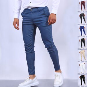 Pantalones ajustados – Modernos tipo lápiz, lisos con botones, largos y versátiles para oficina o uso casual.