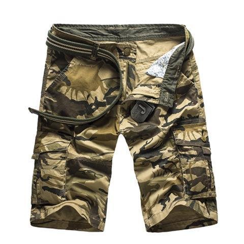 Short corto cargo con cinturón y estampado de camuflaje con múltiples bolsillos. - Image 10