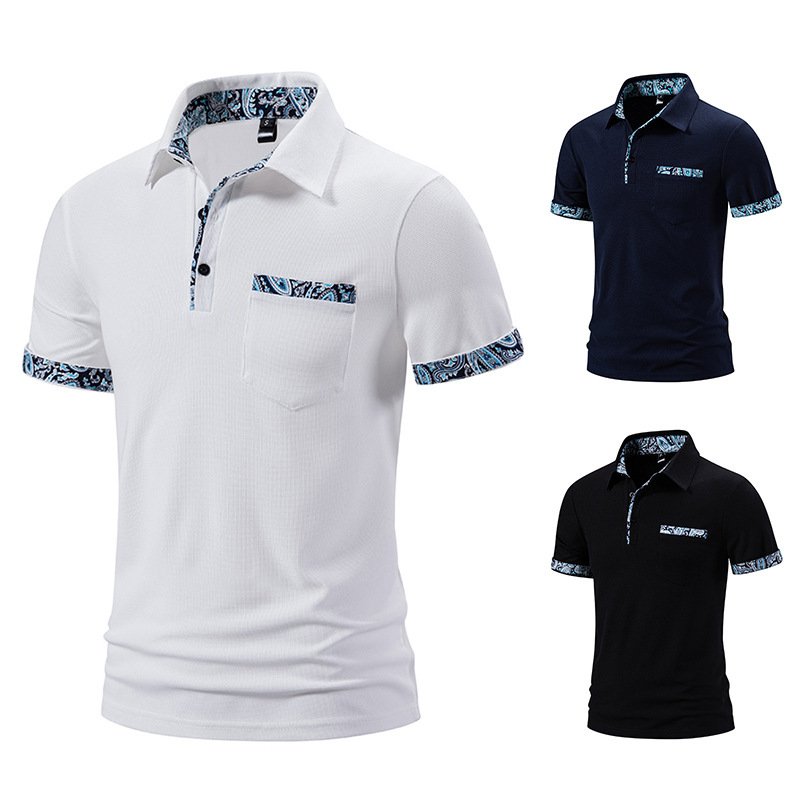 Camiseta de manga corta con solapa y estampado. - Image 3