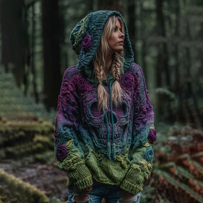 Sudadera con capucha de corte relajado para otoño e invierno, estilo casual, con hombros caídos y estampado vintage.