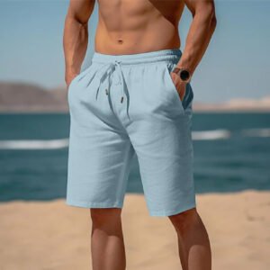 Pantalones cortos de verano con cordón y cintura elástica, rectos, transpirables, para playa.