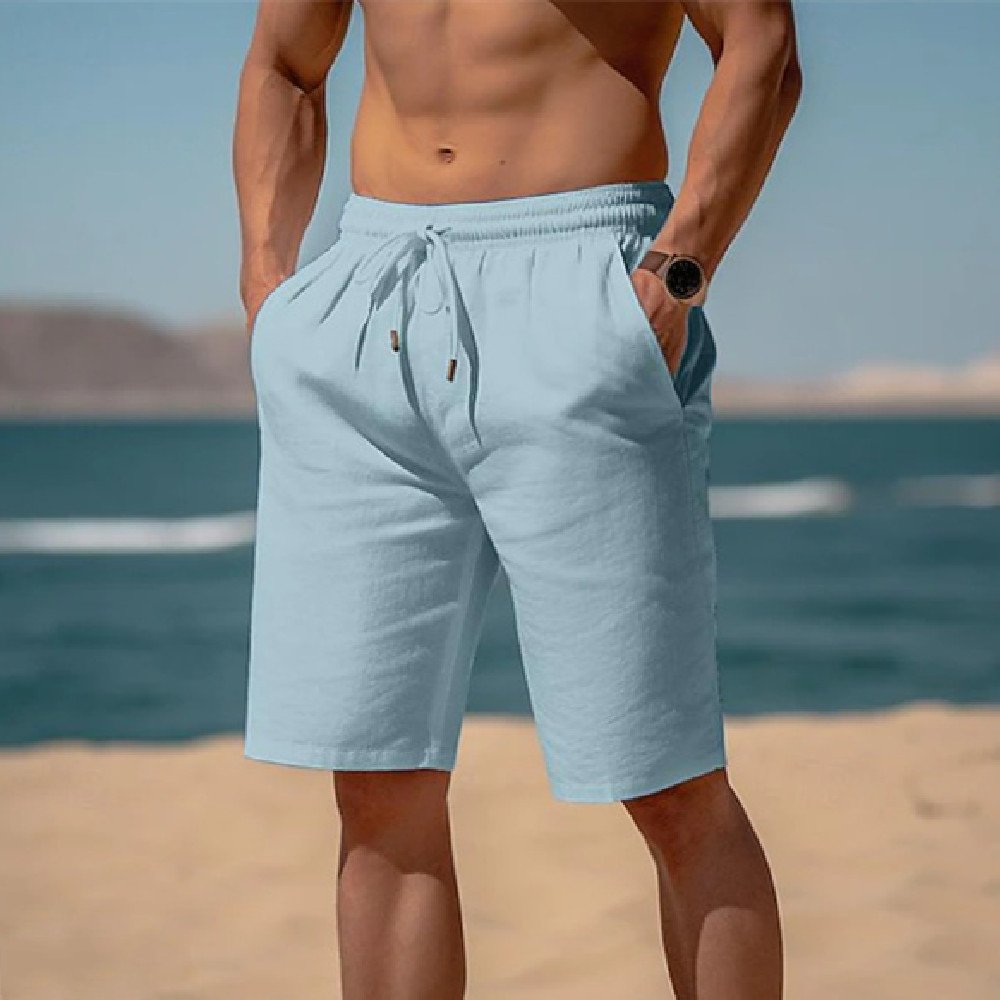Pantalones cortos de verano con cordón y cintura elástica, rectos, transpirables, para playa.