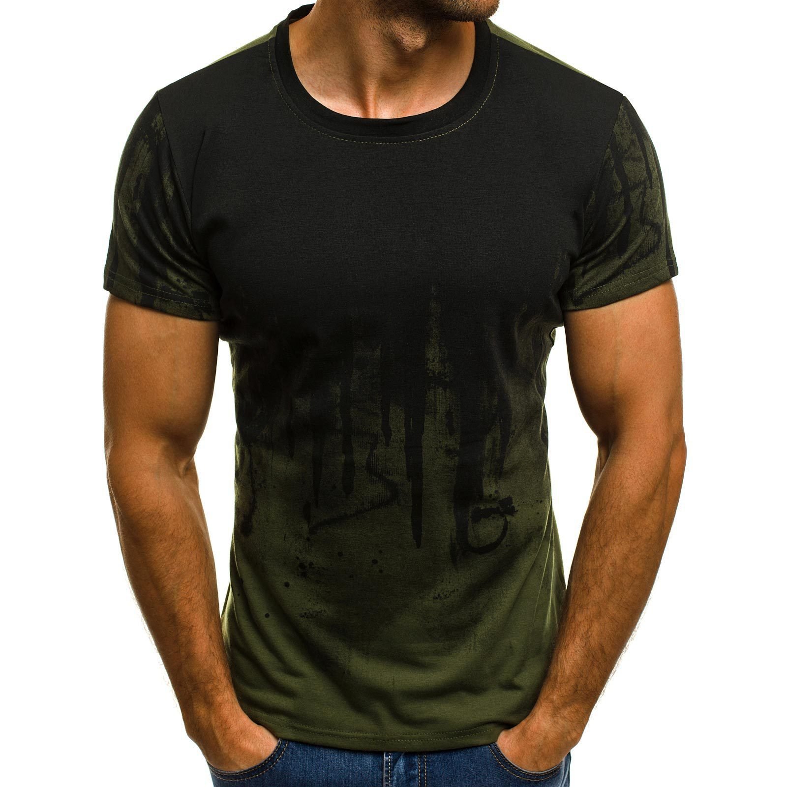 Camiseta de compresión deportiva para hombre, informal, de algodón, con degradado negro y rojo, de alta calidad - Image 10