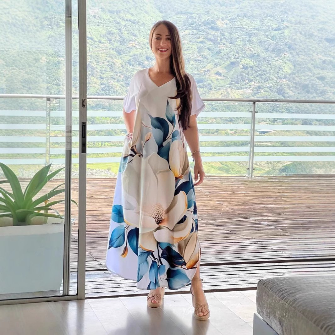 Vestido holgado con estampado europeo y americano. - Image 3