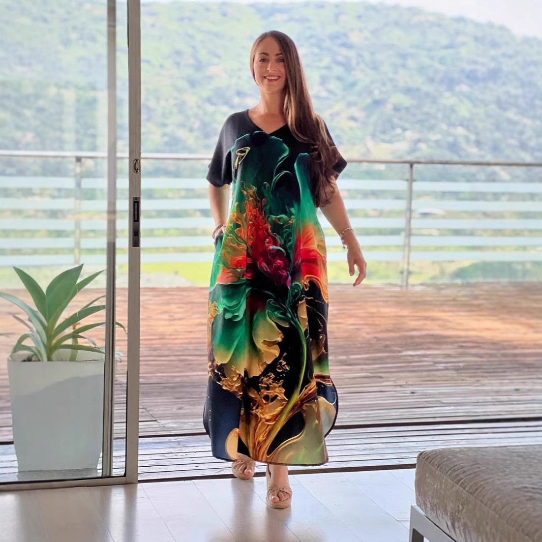 Vestido holgado con estampado europeo y americano. - Image 2