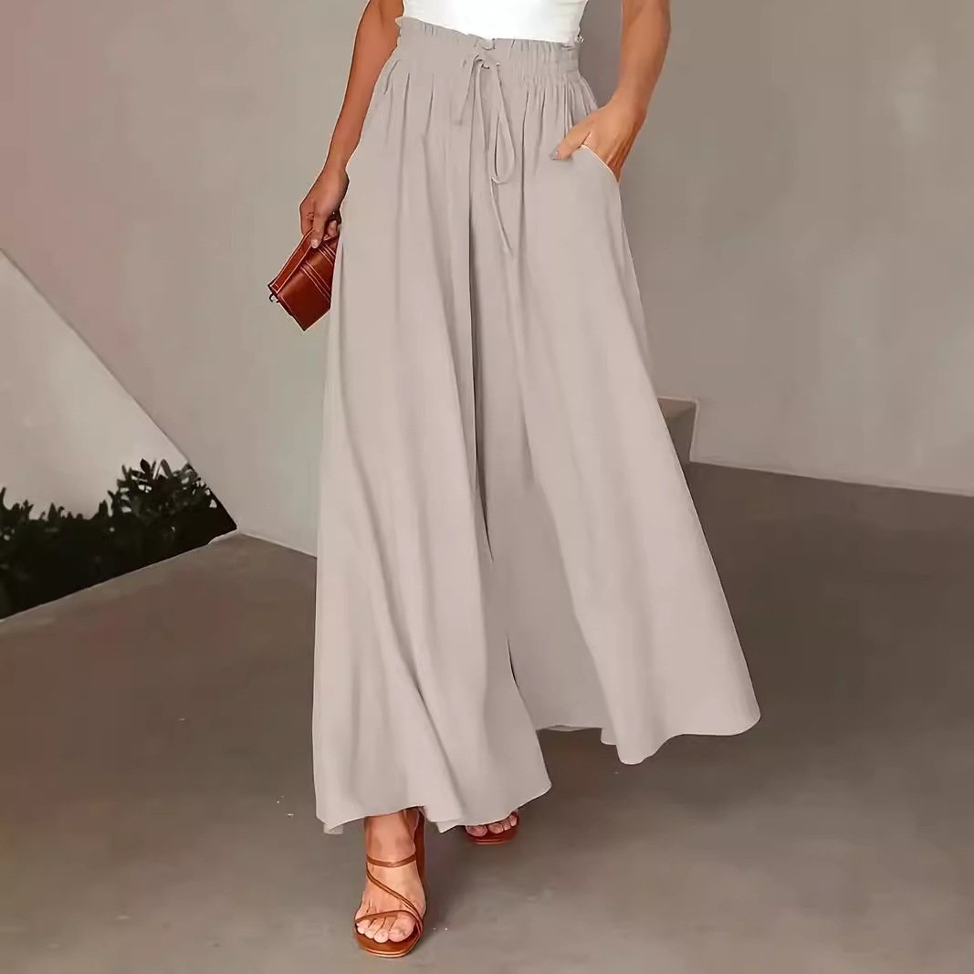 Pantalones con estampado de lunares, holgados, de cintura elástica y pierna ancha - Image 6