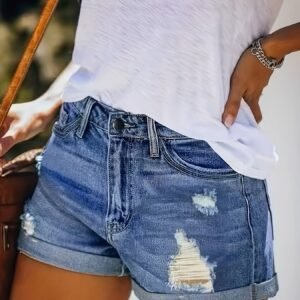 Pantalones cortos elásticos con pliegues.