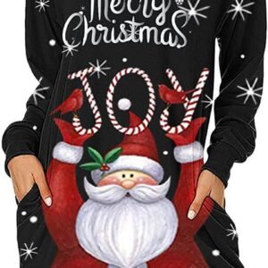 Vestido de suéter con estampado navideño, falda con capucha.