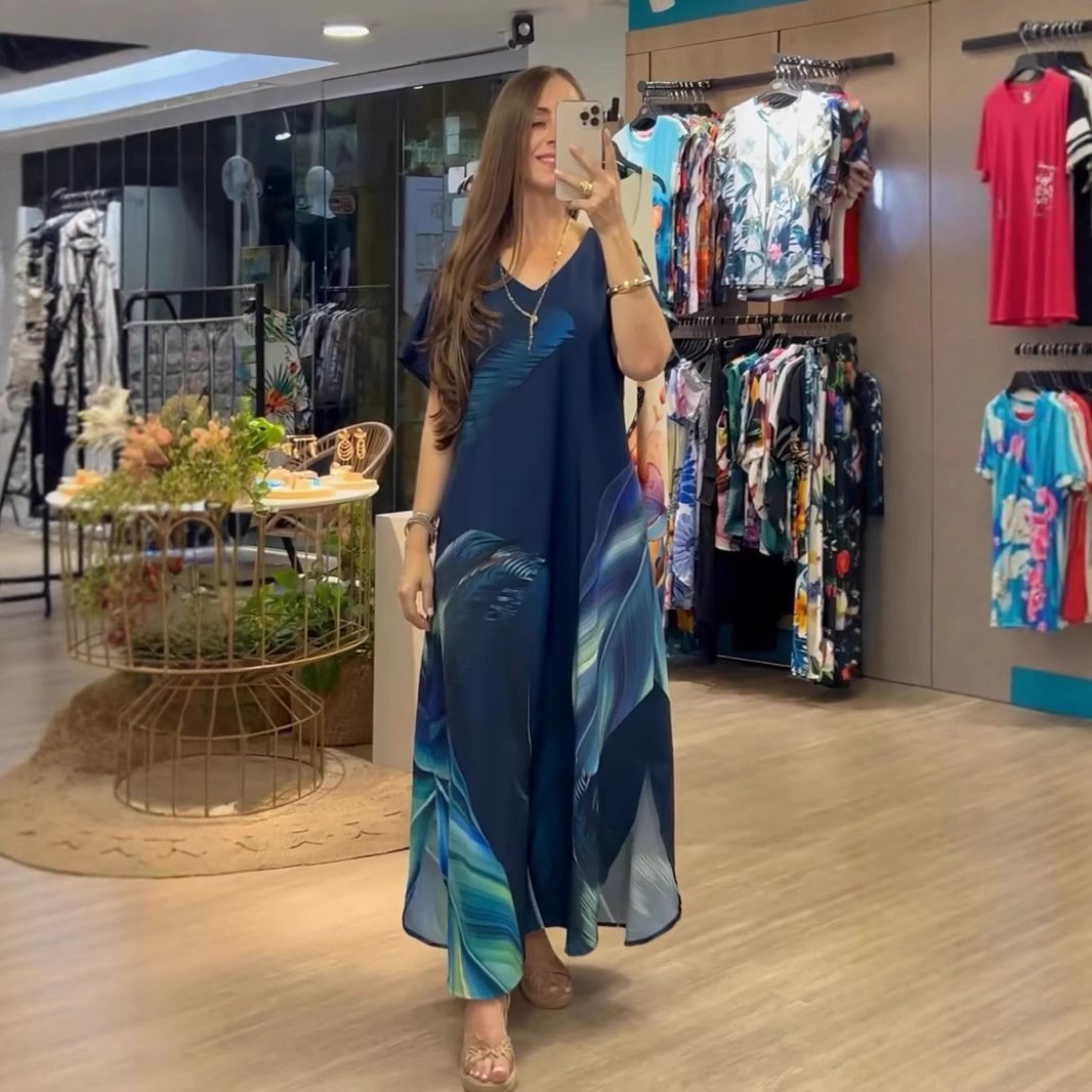 Vestido holgado con estampado europeo y americano. - Image 6